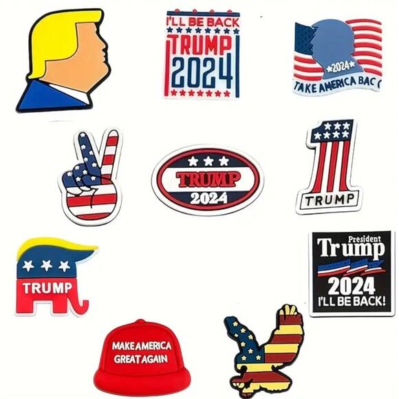 For The Birds Accessories - Shoe Charms - Jibbitz - 10pc - Donald Trump 2024 Election President Vote Usa